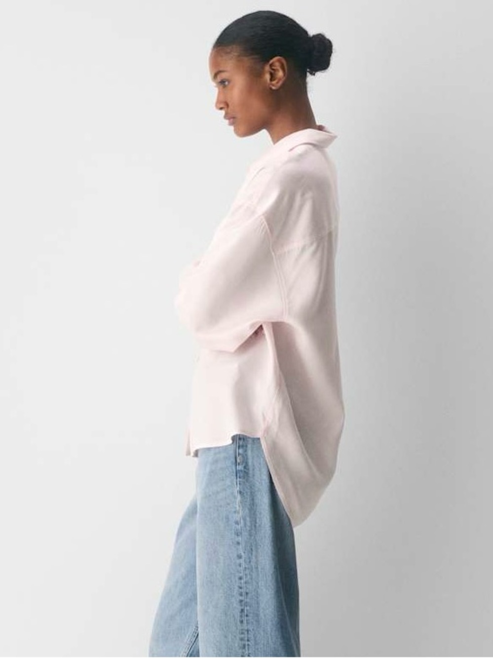 Aritiza Babaton Archive Shirt Oversized Drapey Twill Button Up Shirt Pink Stripe